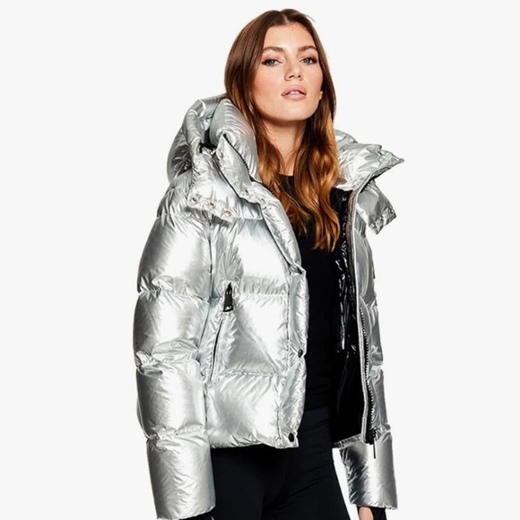 SAM. Silver Puffer Jacket with Stand-Up Collar - Picture 1 of 6